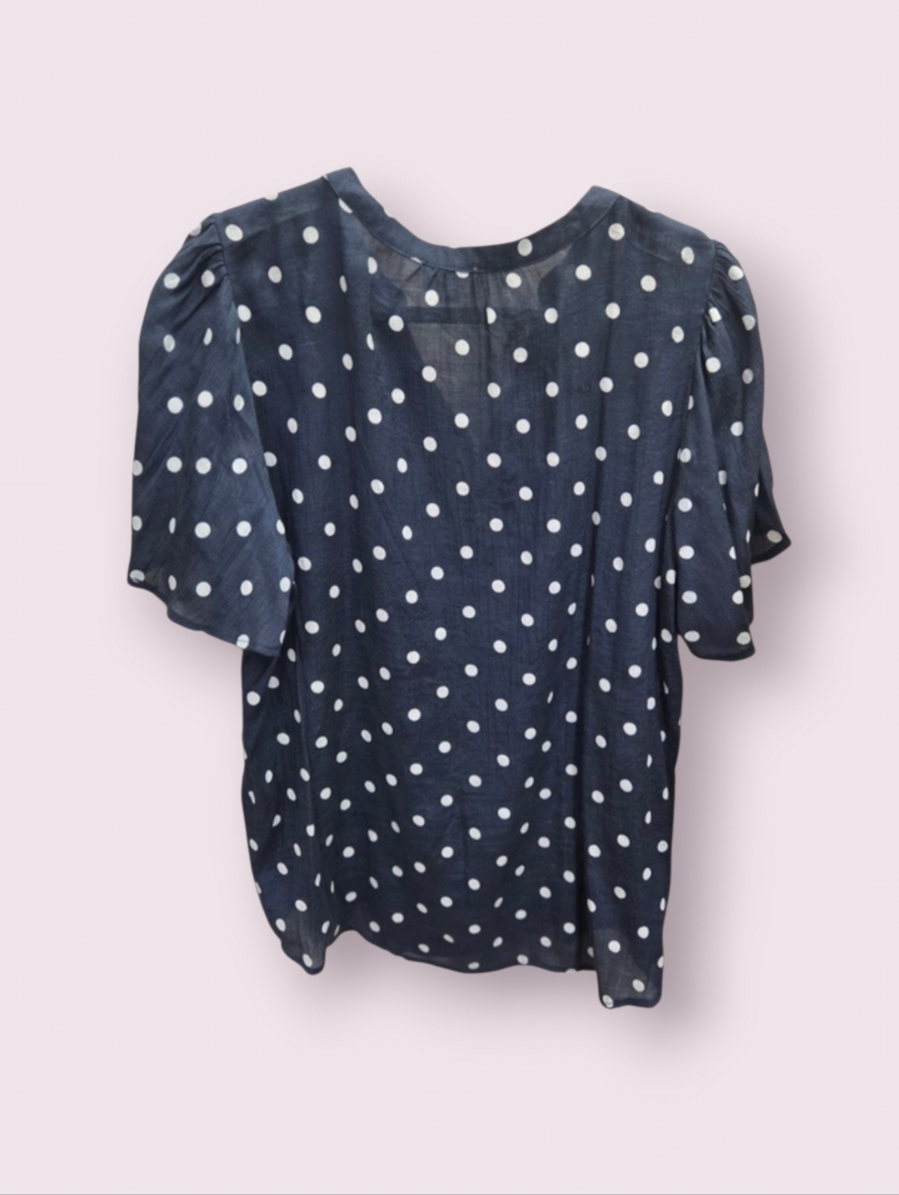 Siren Lily Navy and White Polka Dot Blouse 2x